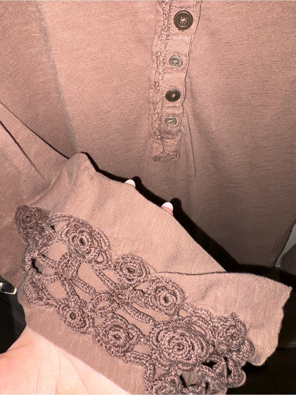 Free People Brown Long-Sleeve Henley Top - Picture 4 of 4